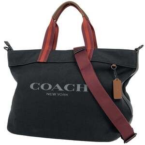 Coach logo tote bag, 2-way shoulder canvas black, CJ486, women's